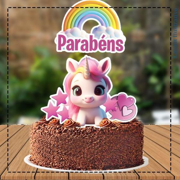 Topo de Bolo Unicornio Bebe - Ref 5263 Arquivo Digital