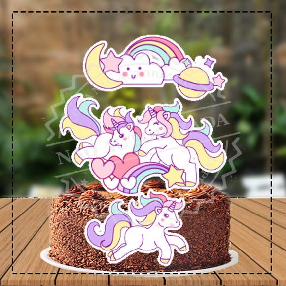 Topo de Bolo Unicornio Cute - Ref 3440 Arquivo Digital