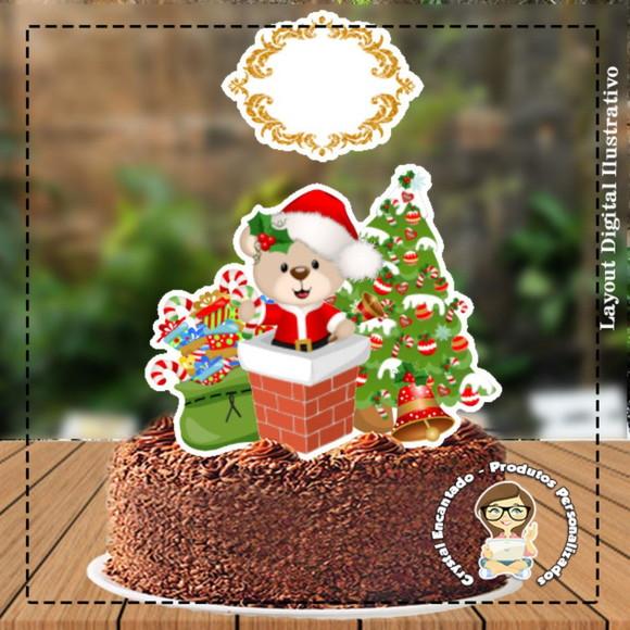 Topo de Bolo Ursinho Árvore Natal 4553 Arquivo Digital