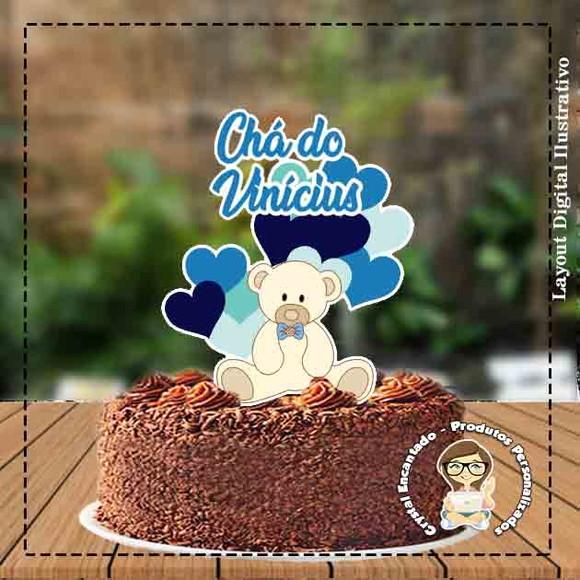 Topo de Bolo Ursinho Cha Bebe- Ref 1617 Arquivo Digital