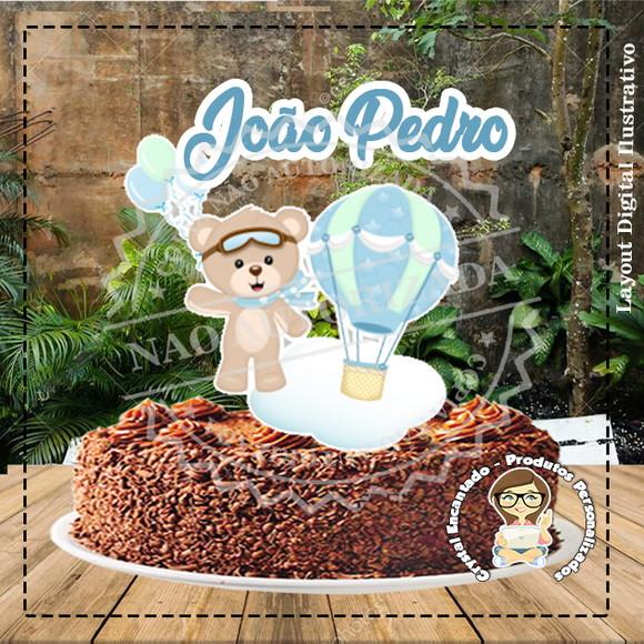Topo de Bolo Ursinhos Balão - Ref 3102 Arquivo Digital
