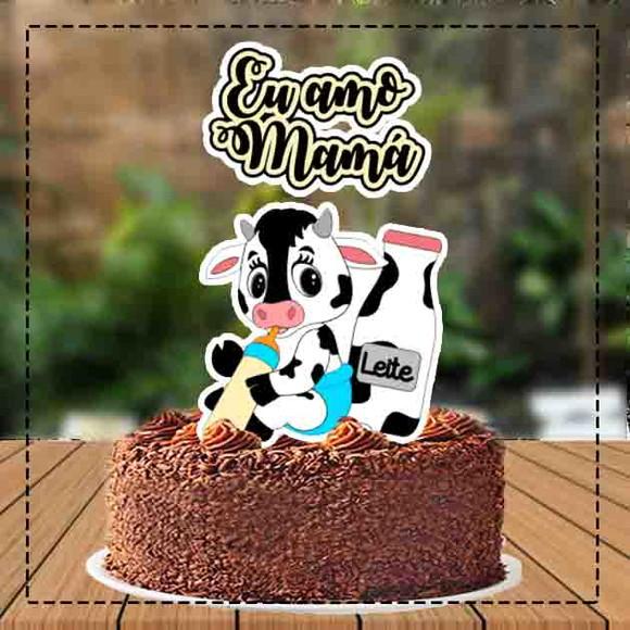 Topo de Bolo Vaquinha Amo Mamá - Ref 1517 Arquivo Digital