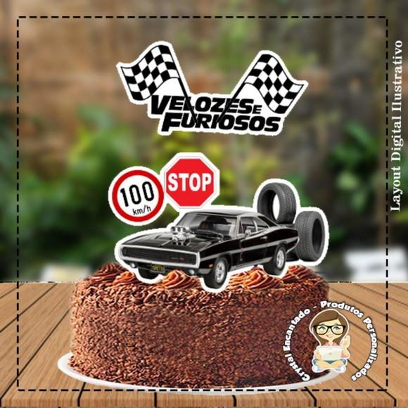 Topo de Bolo Velozes e Furiosos Carro 5033 Arquivo Digital