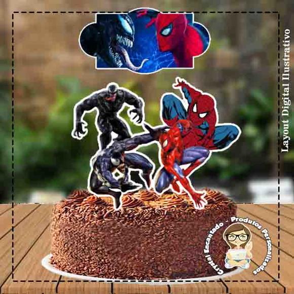Topo de Bolo Venon e Homem Aranha - Ref 3481 Arquivo Digital
