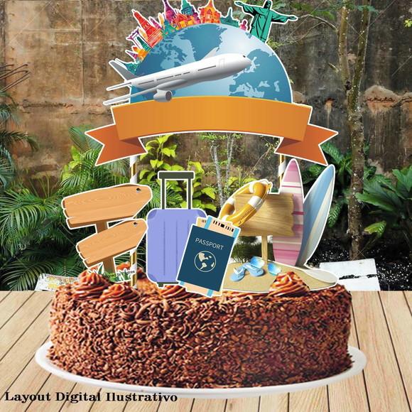Topo de Bolo Viagem Brasil Tailandia - 2094 Arquivo Digital