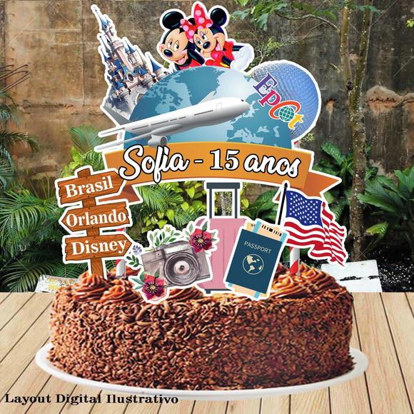 Topo de Bolo Viagem Disney - 2093 Arquivo Digital