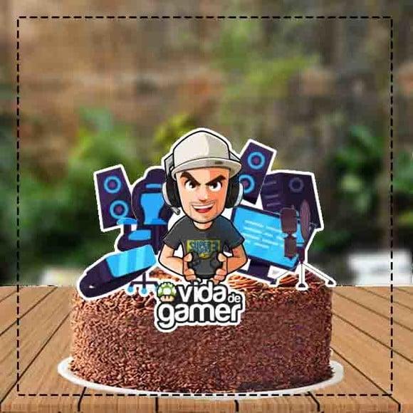 Topo de Bolo Vida de Gamer - Ref 3788 Arquivo Digital