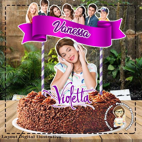 Topo de Bolo Violeta - Ref 2122 Arquivo Digital