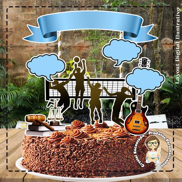 Topo de Bolo Volei Advogado Musico -ref 1405 Arquivo Digital