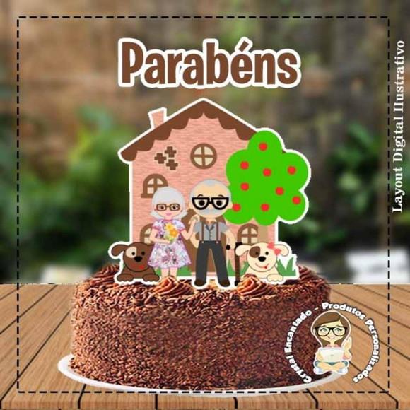Topo de Bolo Vovó e Vovô - Ref 4770 Arquivo Digital