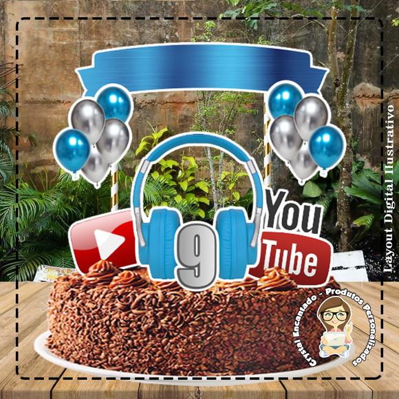 Topo de Bolo You Tube - Ref 2137 Arquivo Digital