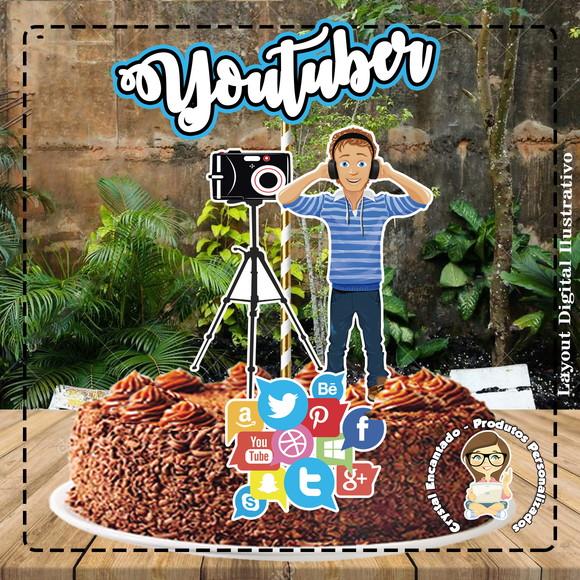 Topo de Bolo Youtuber - Ref 2136 Arquivo Digital