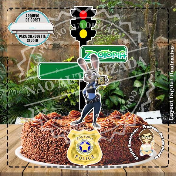 Topo de Bolo Zootopia - Ref 2381 Arquivo Digital