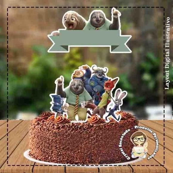 Topo De Bolo Zootopia - Ref 3867 Arquivo Digital