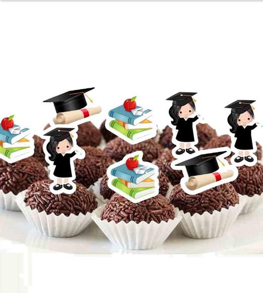 Topper Formatura Menina Cab Castanho - 5963 Arquivo Digital
