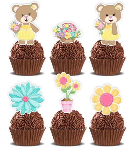 Topper Ursinha Jardim Amarelo - Ref 5404 Arquivo Digital