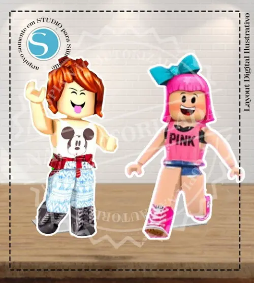 2 Display de Mesa Roblox Menina - 2329 Arquivo Digital