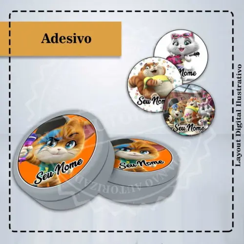 Adesivo 5 cm 44 Gatos - 6565 Arquivo Digital