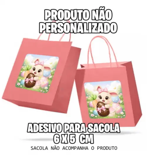 Adesivo Sacola 6x5 Coelha Ovo Cenoura - 7053 Arquivo Digital