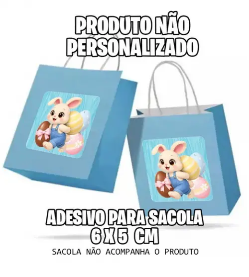 Adesivo Sacola 6x5 Coelho Azul - 7051 Arquivo Digital