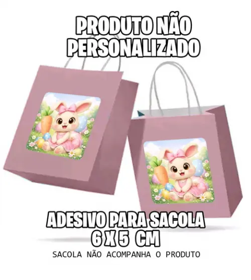 Adesivo Sacola 6x5 Coelha Rosa - 7054 Arquivo Digital
