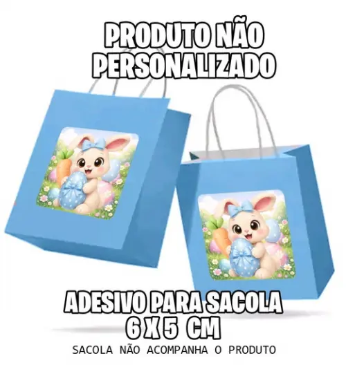Adesivo Sacola 6x5 Coelho Azul - 7055 Arquivo Digital