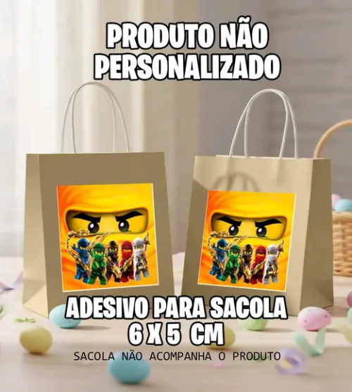Adesivo Sacola Lego Ninjago Amarelo - 7078 Arquivo Digital