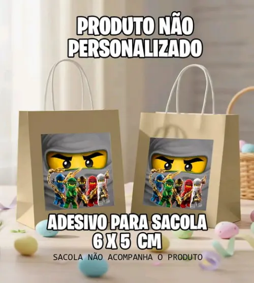 Adesivo Sacola Lego Ninjago Cinza - 7080 Arquivo Digital