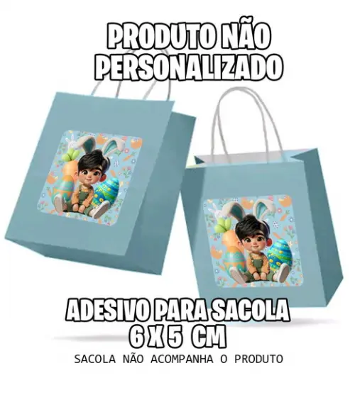 Adesivo Sacola Menino Cabelo Castanho - 7057 Arquivo Digital