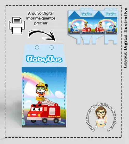 Caixa Milk e Piramide Police Fire Babybus - Arquivo Digital