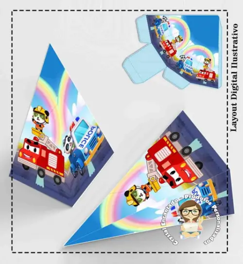 Caixa Milk e Piramide Police Fire Babybus - Arquivo Digital