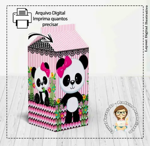 Caixa Milk e Piramide Ursinha Panda - Arquivo Digital