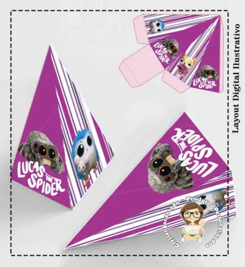 Caixa Milk Piramide e Topper Lucas a Aranh - Arquivo Digital
