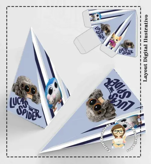 Caixa Milk Piramide e Topper Lucas a Aranha- Arquivo Digital