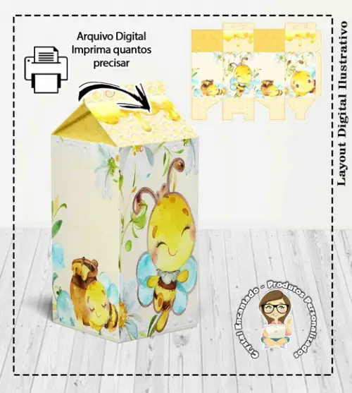 Kit 3 Caixas Abelhinha Bee - Arquivo Digital