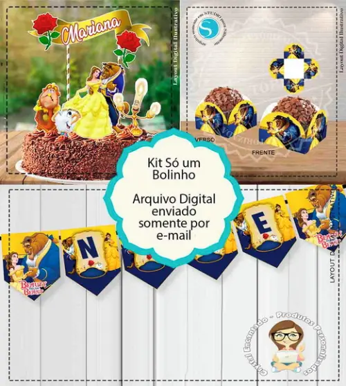 Kit Bolinho a Bela e a Fera - Arquivo Digital