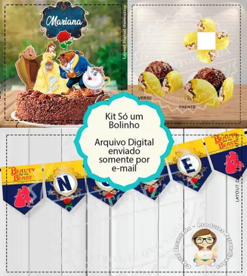 Kit Bolinho a Bela e a Fera - Arquivo Digital
