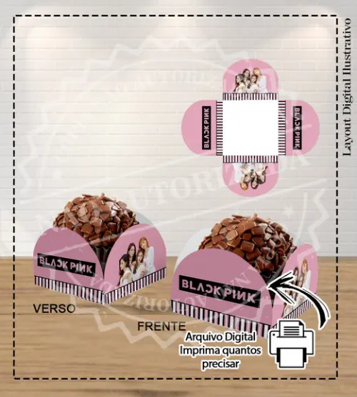 Kit Bolinho Black Pink - 6636 Arquivo Digital