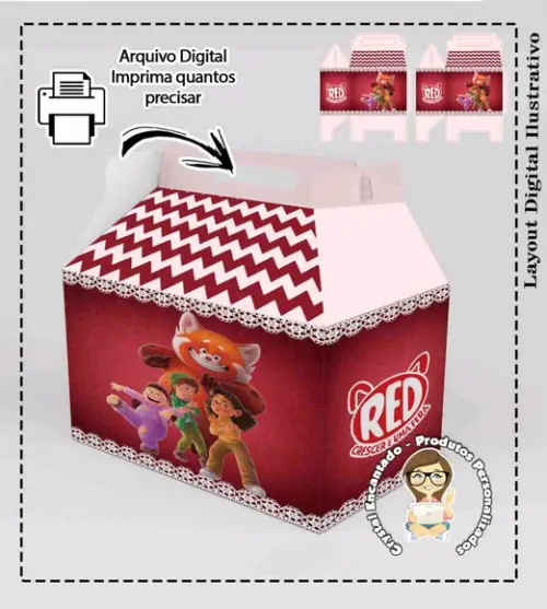 Kit com 3 Caixas Turning Red - Arquivo Digital