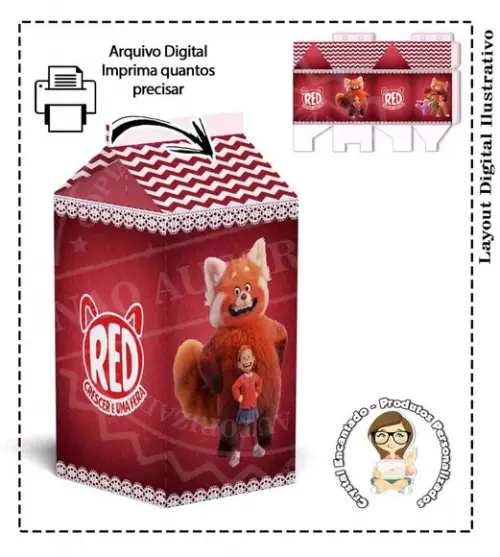 Kit com 3 Caixas Turning Red - Arquivo Digital
