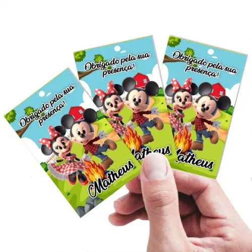 Tags 7x4 Mickey e Minnie Fazenda - Ref 5614 Arquivo Digital