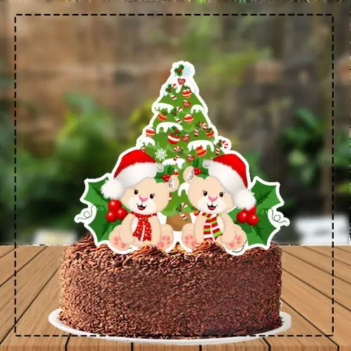 Topo de Bolo 2 Ursinhos Natal - 4552 Arquivo Digital