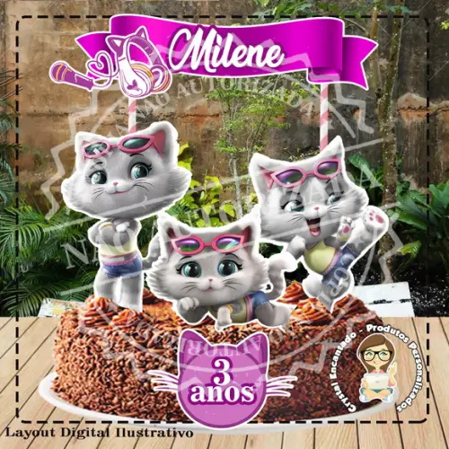 Topo de Bolo 44 Gatos - Ref 1990 Arquivo Digital