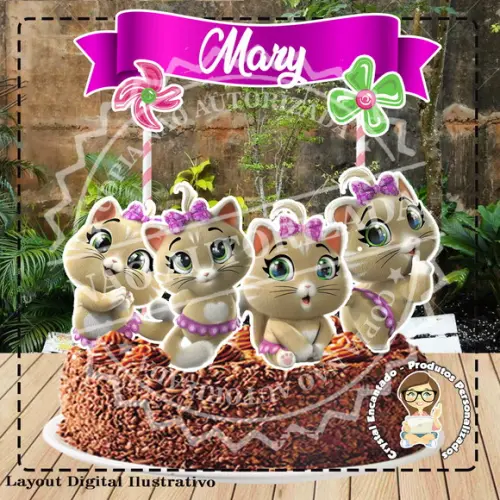 Topo de Bolo 44 Gatos - Ref 1989 Arquivo Digital