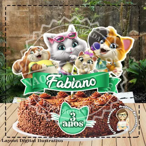 Topo de Bolo 44 Gatos - Ref 1992 Arquivo Digital