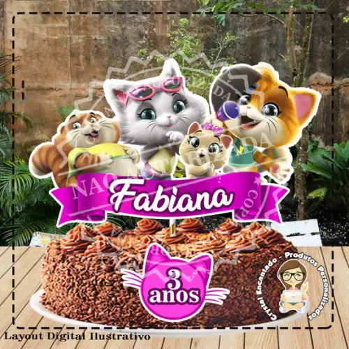 Topo de Bolo 44 Gatos - Ref 1993 Arquivo Digital
