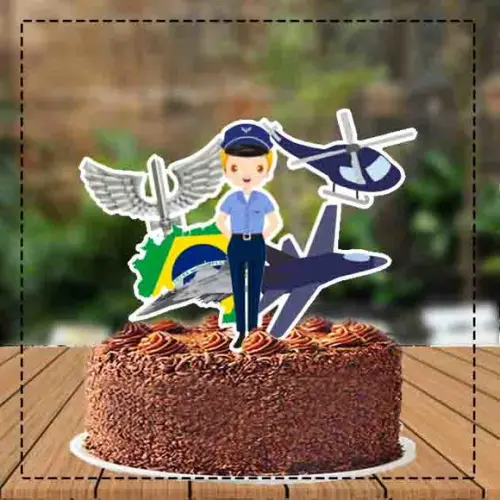 Topo de Bolo Aeronautica Feminino - Ref 3789 Arquivo Digital