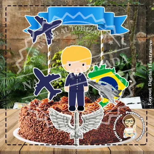 Topo de Bolo Aeronautica Masculino -ref 0073 Arquivo Digital
