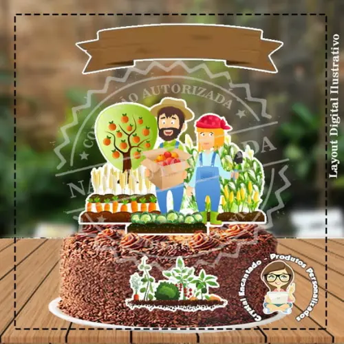 Topo de Bolo Agricultores - Ref 3176 Arquivo Digital