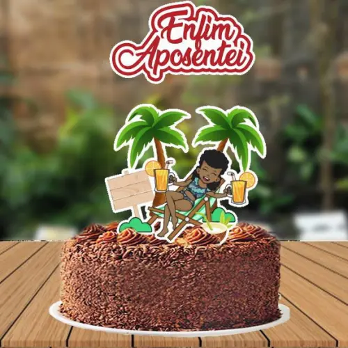 Topo de Bolo Aposentei Feminino Morena 4118 Arquivo Digital